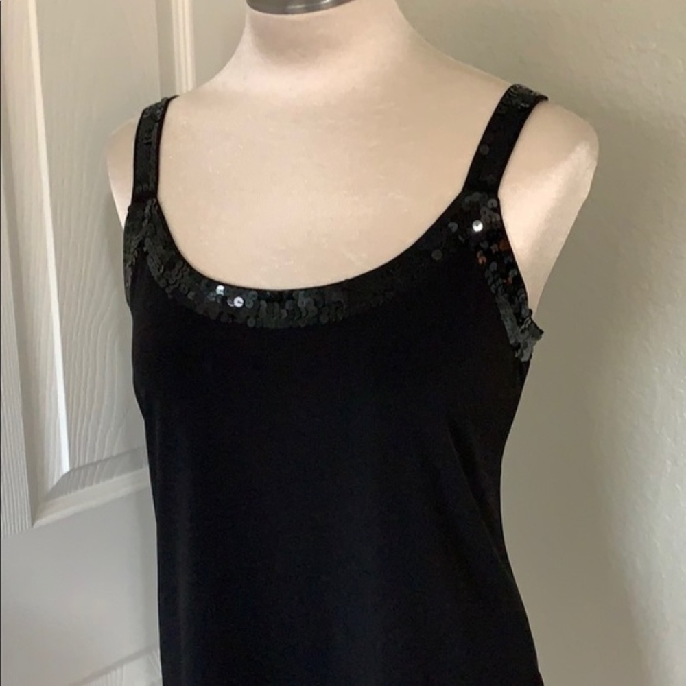 CLOSING SALE!! Black Sequined Detailed Dress Tank